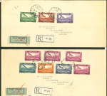 Stamp of Syria 1934, full set on 3 airmail cover via Athens and Vienna