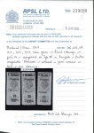 Stamp of Thailand 1907$ Surcharged Fiscals 10t on 10t, 20t on 20t and 40t set of three with "Specimen" overprints