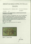 Stamp of Switzerland / Schweiz » Kantonalmarken » Genf 1843, Doppelgenf als Interverti geschnitten entwertet mit zentrischer, sauberer und klar aufgesetzter Genfer Rosette (AW2)