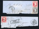 Stamp of Greece » Large Hermes Heads » Covers, frankings and destinations » External usages Three letters & two fragments:1. Two fragments of