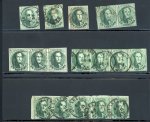 Stamp of Belgium 1861 1c green, attractive group of used stamps