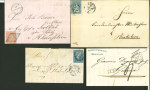 Stamp of Switzerland / Schweiz » Sitzende Helvetia Ungezähnt 4 Briefe, dabei 24B mit Bogenrand auf Brief von Chur nach Rheinfelden