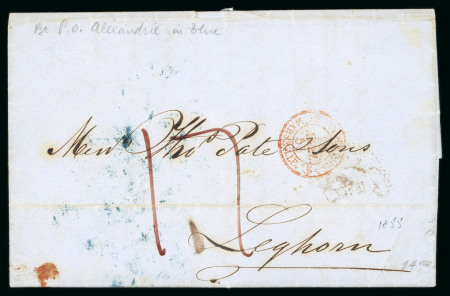 Stamp of Egypt » British Post Offices » Alexandria 1855 (21.4) Folded entire from Alexandria via Marseille