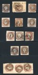 Stamp of Portugal 1855-56 Pedro V mixed group of mostly used examples