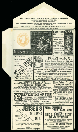 Stamp of Great Britain » Hand Illustrated and Printed Envelopes The Half-Penny Letter Post Company: Two 1d pink wrappers with printed adverts inside