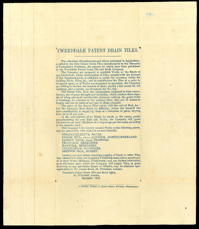 Stamp of Great Britain » 1840 Mulreadys & Caricatures » Advertising Letter Sheets Tweedale Patent Drain Tiles: 1d Mulready lettersheet, stereo A71, unused