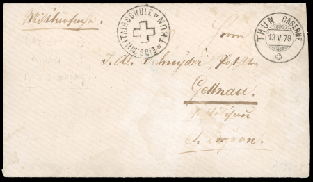 Stamp of Switzerland / Schweiz » Vorphilatelie 1878, Brief von Thun nach Gettnau, mit Stempel « THUN CASERNE 13 V 78 » und Truppenstempel « EIDGENÖSSISCHE MITLITAIRSCHULE THUN »