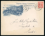 Stamp of Switzerland / Schweiz » Hotelpost 1906, Ziffer 10 Rp. zinnober, auf dekorativem Hotelumschlag vom « GRAND HOTEL LOCARNO »  nach Zürich