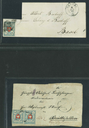 Stamp of Switzerland / Schweiz » Sammlungen 1850/62: Sammlung von 16 Rayon-Frankaturen und 25 Strubel-Frankaturen