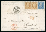 Stamp of France » Lettres Classiques 1864, Lettre de Paris pour Londres à 40c oblitération roulette de pointillés fin