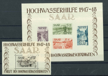 Stamp of Colonies françaises » Sarre 1948, blocs-feuillets Y&T n°1 et 2 neufs ** MNH, très