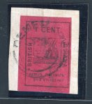 Stamp of British Guiana 1852 1c black on magenta, good to large margins, tied DEMERARA