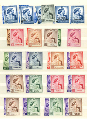 Stamp of British Empire General Collections and Lots 1948 Royal Silver Wedding part mint set of 82 stamps