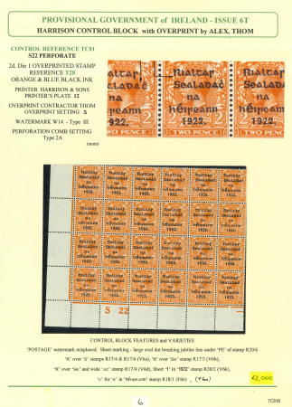 Stamp of Ireland » 1922 (Jul-Nov) Thom Overprints (T25-T41) 2d orange, die I and die II, specialised study of the