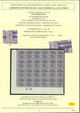 Stamp of Ireland » 1922 (Jul-Nov) Thom Overprints (T25-T41) 2 1/2d to 5d, specialised study of the T22 control
