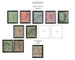Stamp of Barbados 1852-1938 collection on pages in album, mostly comprising a useful range of the Britannia issues