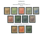 Stamp of Barbados 1852-1938 collection on pages in album, mostly comprising a useful range of the Britannia issues