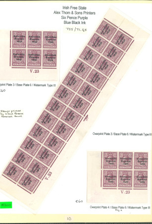 Stamp of Ireland » 1922-23 Thom Three-Line Overprints (T47-T61) 6d reddish-purple, specialised study of the U22, V23