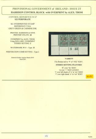 Stamp of Ireland » 1922 (Feb) Dollard Overprints (T1-T14) 2 1/2d, 4d and 9d, specialised study of the S21, S22
