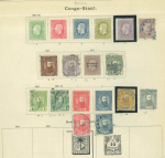 Stamp of Belgian Congo 1885-91 group of 18 items on page, includes 1886 to 5f mint