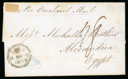 Stamp of Egypt » British Post Offices » Alexandria 1853 (Sep 8) stampless entire from London to Alexandria