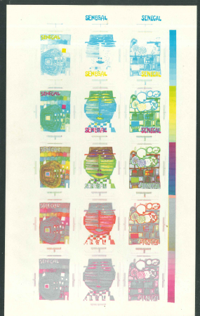 Stamp of Colonies françaises » Colonies Francaise Collections et Lots (Après Indépendance) Sénégal : Hundertwasser n°524/526, feuille complète