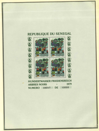 Stamp of Colonies françaises » Colonies Francaise Collections et Lots (Après Indépendance) Sénégal, Ensemble des 3 blocs-feuillets "Hundertwasser"