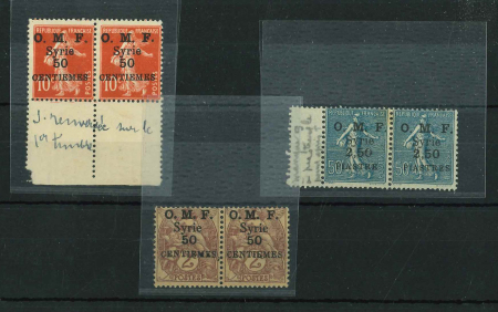 Stamp of Colonies françaises » Syrie Syrie : 1919-1922, lot de cinq paires **/* avec diverses