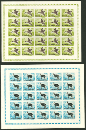 Stamp of Romania » Later Issues 1956 Romania Huntable Animals, cpl. set in sheetlets of 25, mint n.h.