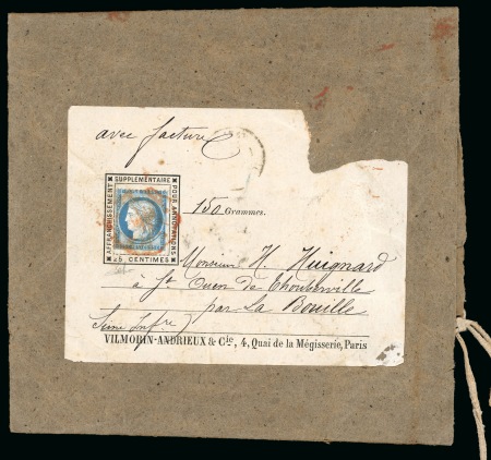 Stamp of France » Lettres Classiques Céres Y&T n°60C 25c bleu sur précurseur de porte-timbre
