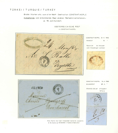 Stamp of Austria » Austrian Levant 1852-60, kleine Zusammenstellung von Briefen aus Konstantinopel