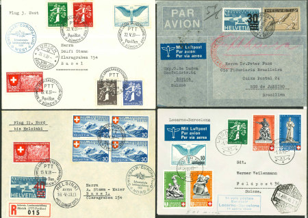Stamp of Switzerland / Schweiz » Flugpost » Flugbriefe 1926-49, Lot von 10 Flugpostbriefen