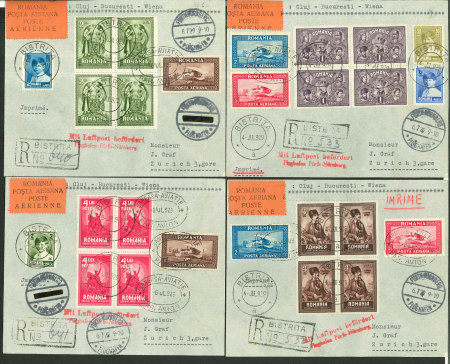 Stamp of Romania » Later Issues Lot of 6 airmail covers sent in July-August 1929 f