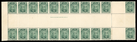 Stamp of Southern Rhodesia 1924-29 SOUTHERN RHODESIA Admiral issue 1/2d blue-green, interpane blk of 22 without vertical perf. inbetween