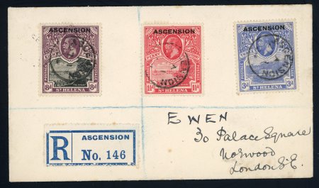 Stamp of Ascension ASCENSION 1924 Registered first issue cover