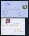 Stamp of Romania » 1866-67 Prince Carol I - Coloured Papers 20 para black on rose group of 10 items
