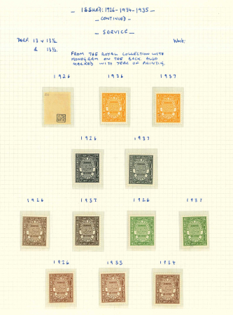 Stamp of Egypt » Officials 1926-37 Officials set to 50m on 3 pages each with the boxed ''Quobba Palace'' cachet on reverse.