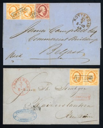 Stamp of Netherlands 1863 Netherlands : 2 First issue covers (Rhin Bavaria & Ireland)