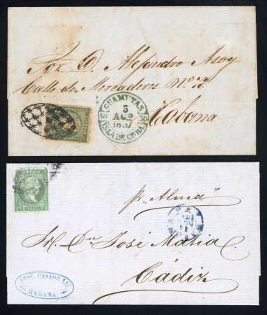 Stamp of Cuba 1857 SPANISH WESTINDIES - Cuba 2 first issue covers from Guamutas and Habana
