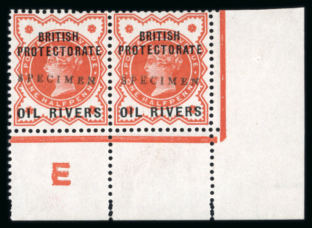 Stamp of Nigerias » Niger Coast Protectorate 1891 1d to 1s set of six with "SPECIMEN" type 13 overprints in mint n.h. pairs