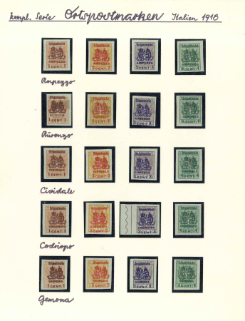 Stamp of Austria » Field Post Italy 1918, Feldpost in Italien, UNVERAUSGABTE Ortspostmarken