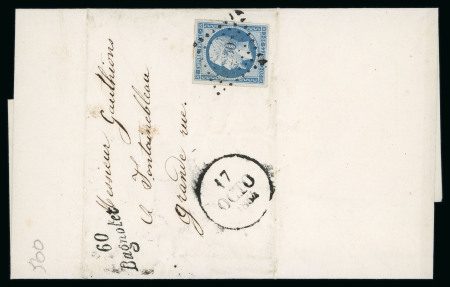 Stamp of France » Lettres Classiques 1854, Lettre n°14 oblitéré pc 230 cursive "60 / Bagnolet" + dateur A