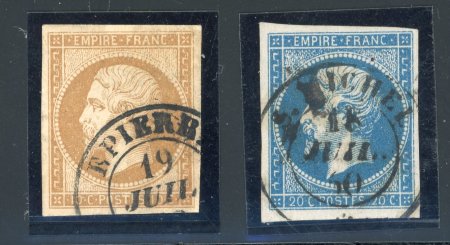 Stamp of France » Empire 1853-1862 1853-1862, Lot de 2 oblitérations sardes sur Empire