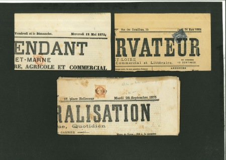 Stamp of France » Lettres Classiques Collections 1871-1881, Ensemble de timbres oblitérés sur journaux
