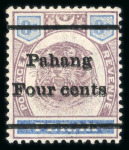Stamp of Malaysia » Malaysian States » Pahang 1899 4c on 8c double surcharge m.h