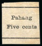 Stamp of Malaysia » Malaysian States » Pahang 1899 Pahang/ Four Cents ovpt plain paper tied