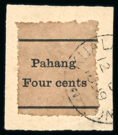 Stamp of Malaysia » Malaysian States » Pahang 1899 Pahang/ Four Cents ovpt plain paper tied