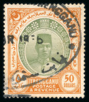 Stamp of Malaysia » Malaysian States » Trengganu 1921-41 $50 and $100 fiscally used