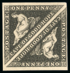 Stamp of South Africa » Cape of Good Hope 1853 1d Plate proof in Black. Sound margins all around