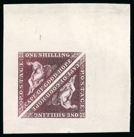 Stamp of South Africa » Cape of Good Hope 1855-63 1s red-brown pair on wove paper from the Crawford colour trials printed before 1857